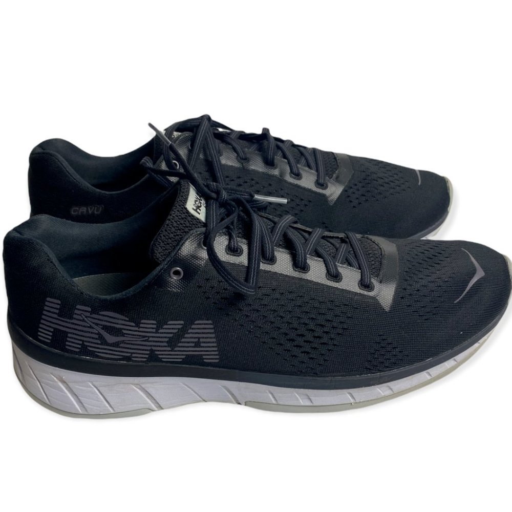 Hoka One One fly Mens Cavu BWHT Black Running Shoes Sneakers, Mens Size 12